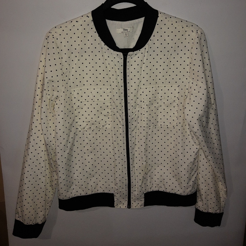 Tilley creamy white and black polka dot lightweight jacket